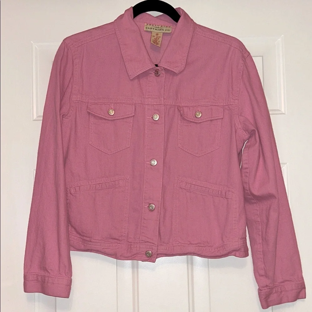 Telluride Clothing Company Cotton Jean Jacket M Pink Y2K Classic Denim Timeless